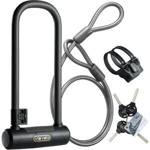 U Lock with Cable | Pro U Lock 20 CrMnTi Steel 15mm Shackle with Bracket Inside